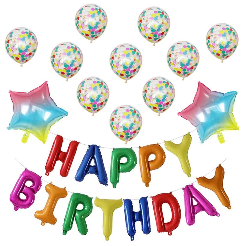 Kit de balões Colorful Star, 14 unidades com balões de papel alumínio de confete