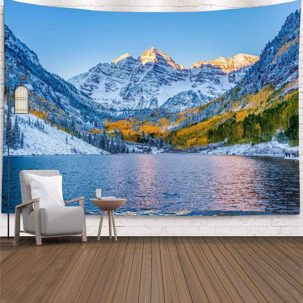 Tapeçaria Snow Mountain Scenery Wall 148x130cm Microtecido