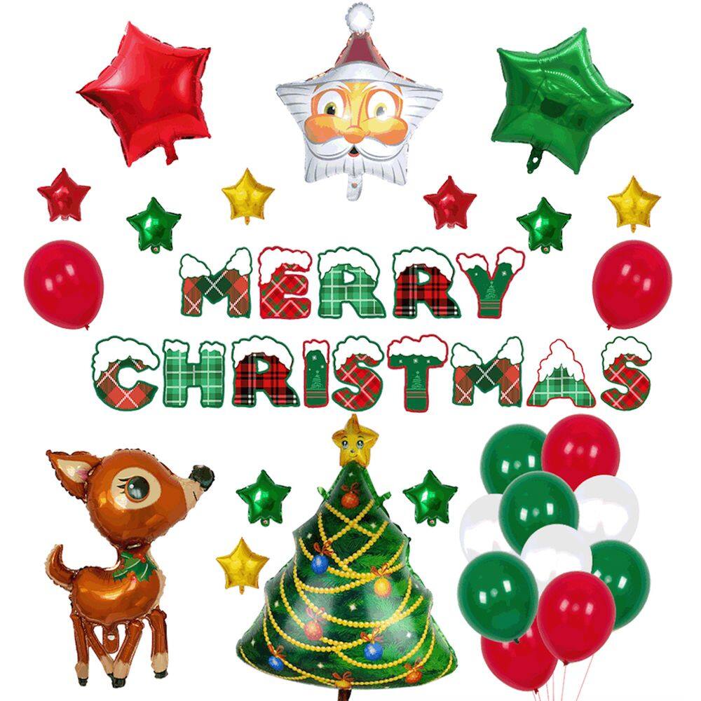 Kit de balões de Natal Feliz Natal, 33 unidades com banner e fita