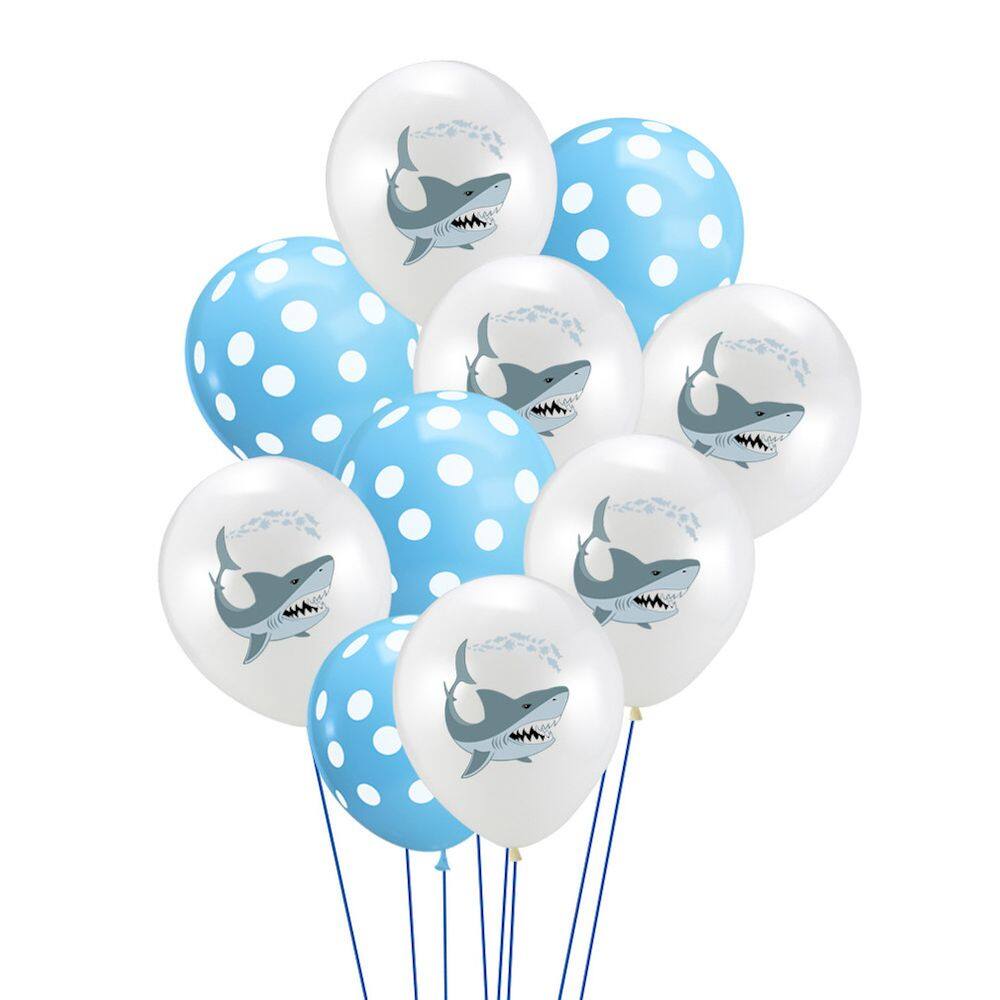 Kit de balões Angry Shark, 10 peças de látex azul de 30 cm para festa