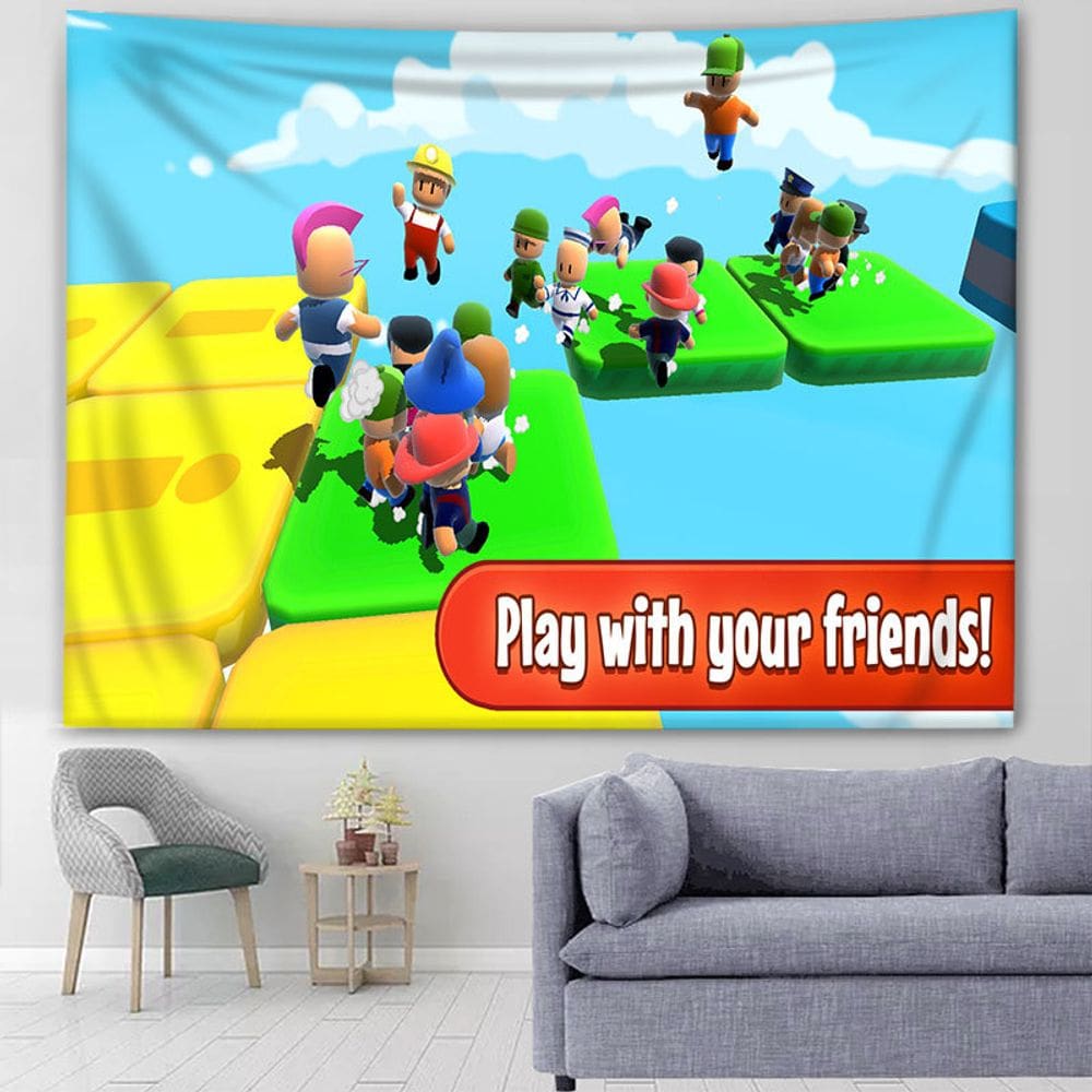 Tapestry Wall Anime Stumbles Guys Playing with Friends 140x130cm