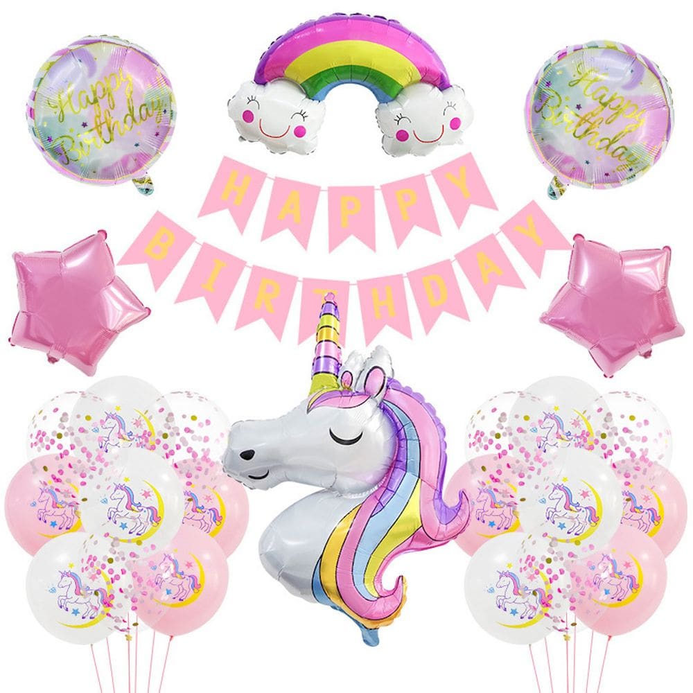 Kit de balões Birthday Unicorn Rainbow 25 peças de papel de látex Confet