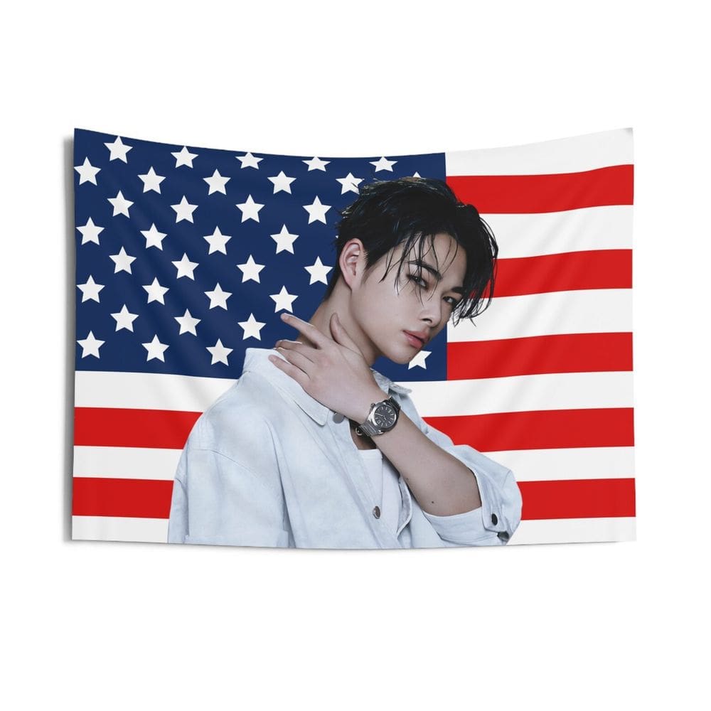 Tapeçaria de parede Bandeira americana Korean Star Enhypen 150x90cm