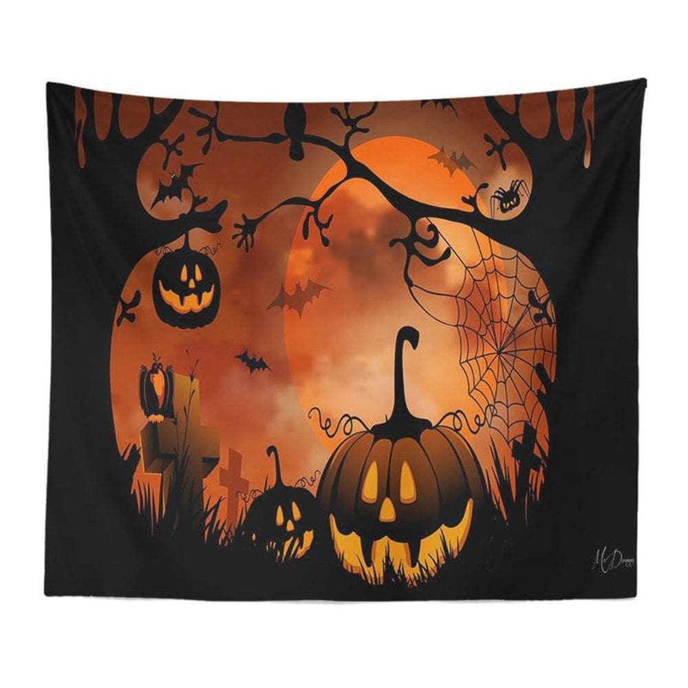 Microtecido de parede de abóbora de Halloween para tapeçaria 150x100cm