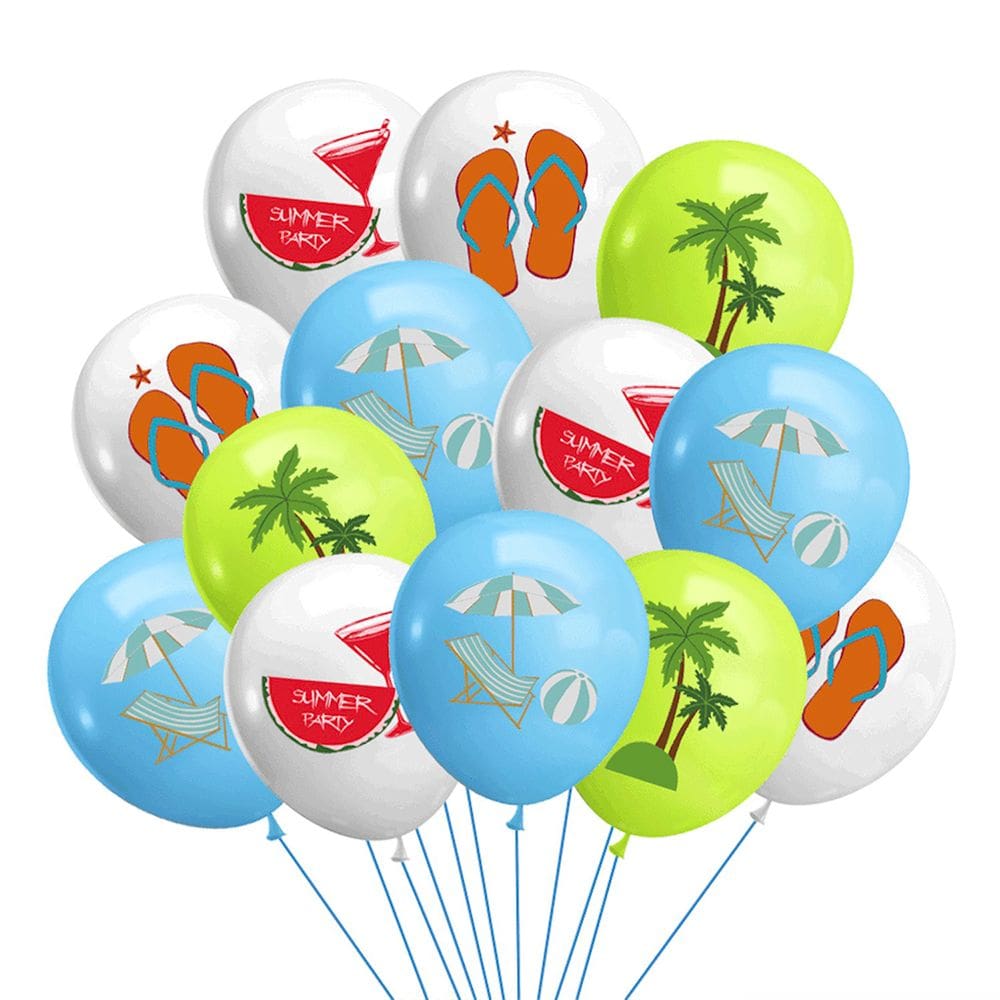 Kit de balões Summer Sandbeach 16 unidades com coqueiro de 30 cm