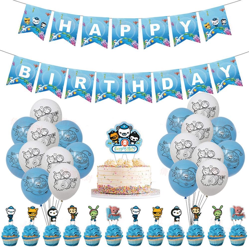 Kit de balões O-ctonauts Party Latex Balões 34 unidades com banner