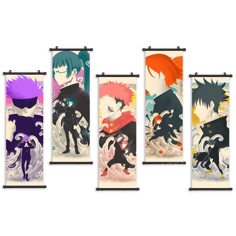 Pôster de decoração de parede de 5 painéis Jujutsus Kaisens Itadoris Yujis Zenins Makis Anime 25x75cm