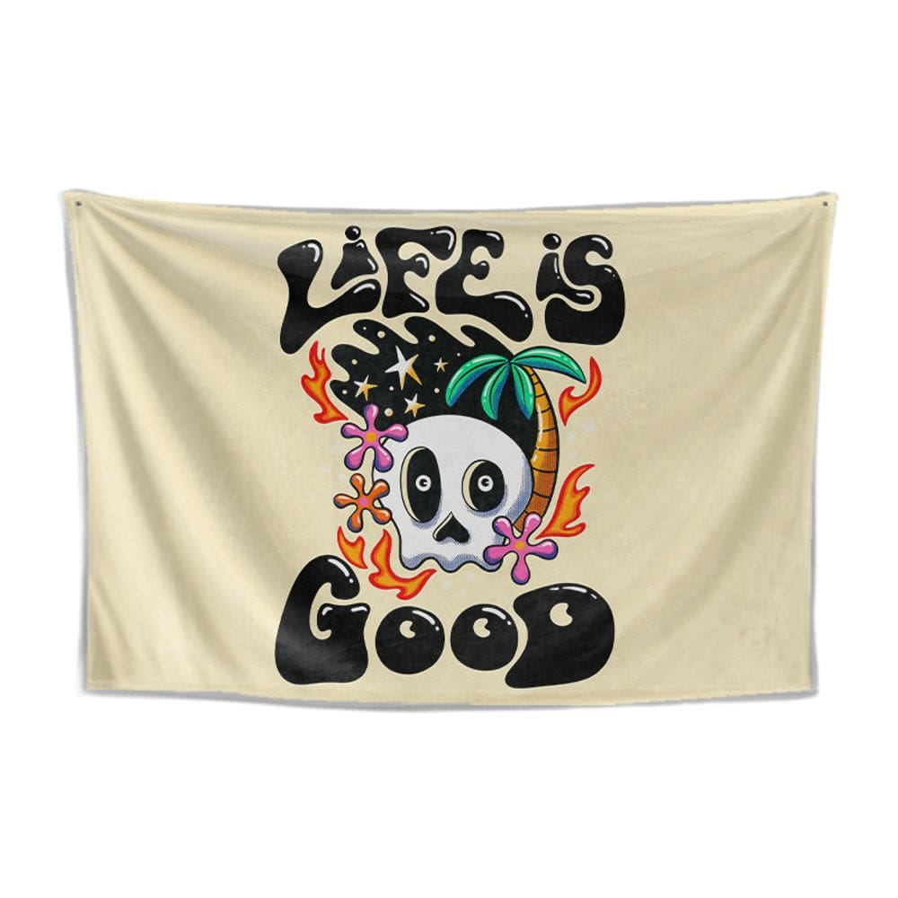 Tapeçaria Life is Good Wall 150x130cm de fibra de microtecido