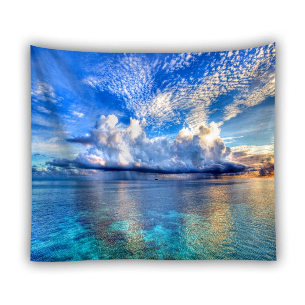Tapeçaria Ocean Sky White Clouds Room Aesthetic 150x150cm