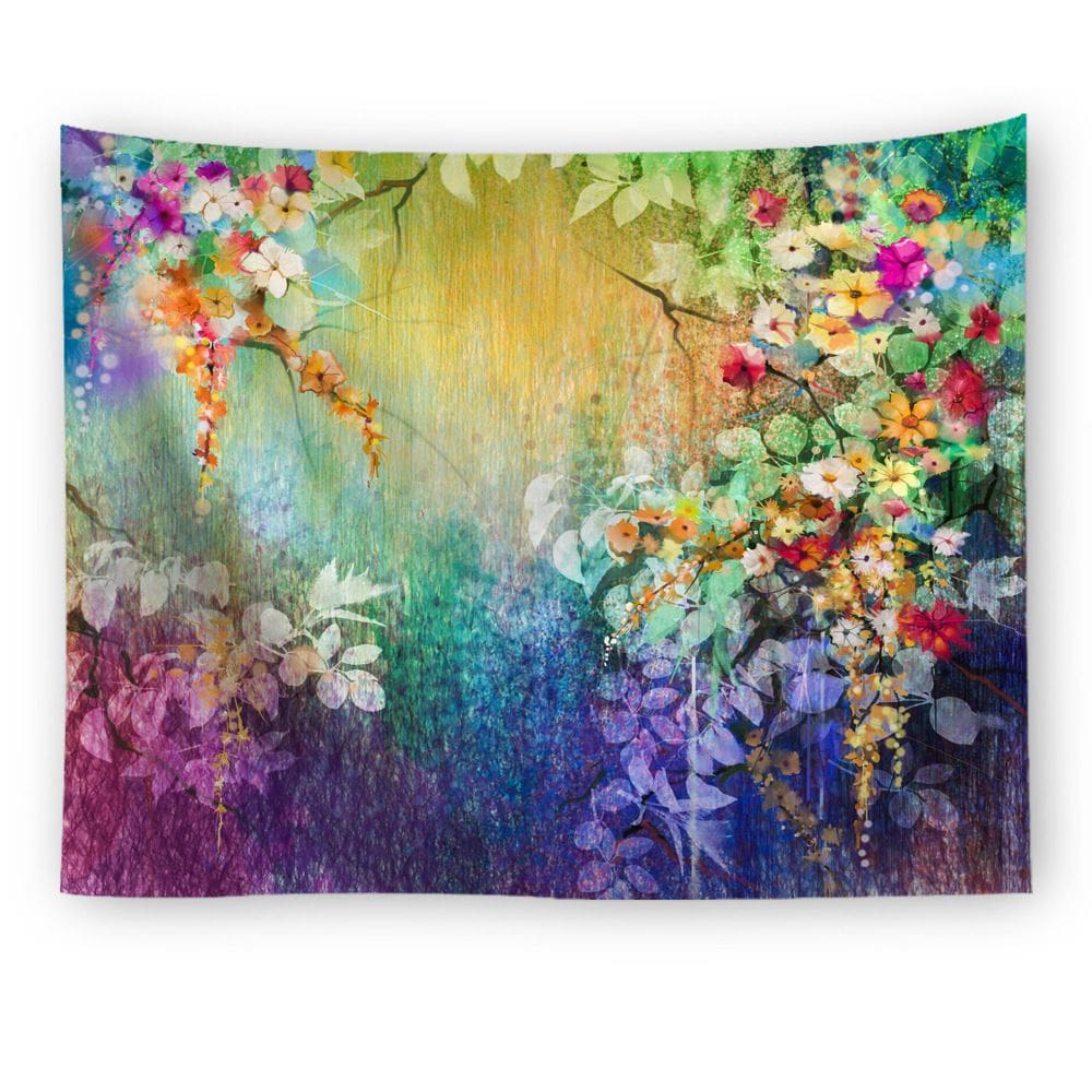 Tapeçaria, paisagem, planta, parede de flores, 150x100cm, microtecido