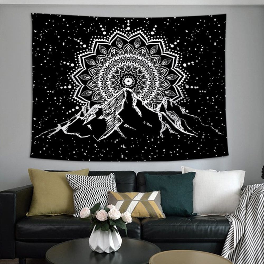 Tapeçaria Mandala Mountain Wall 150x130cm de fibra de microtecido