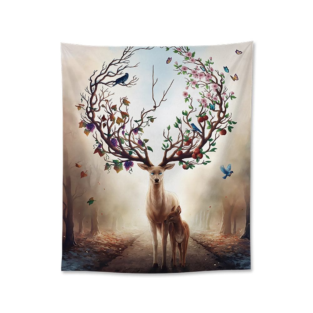Tapeçaria, veado, parede, microtecido, 148x130cm, decoração de quarto