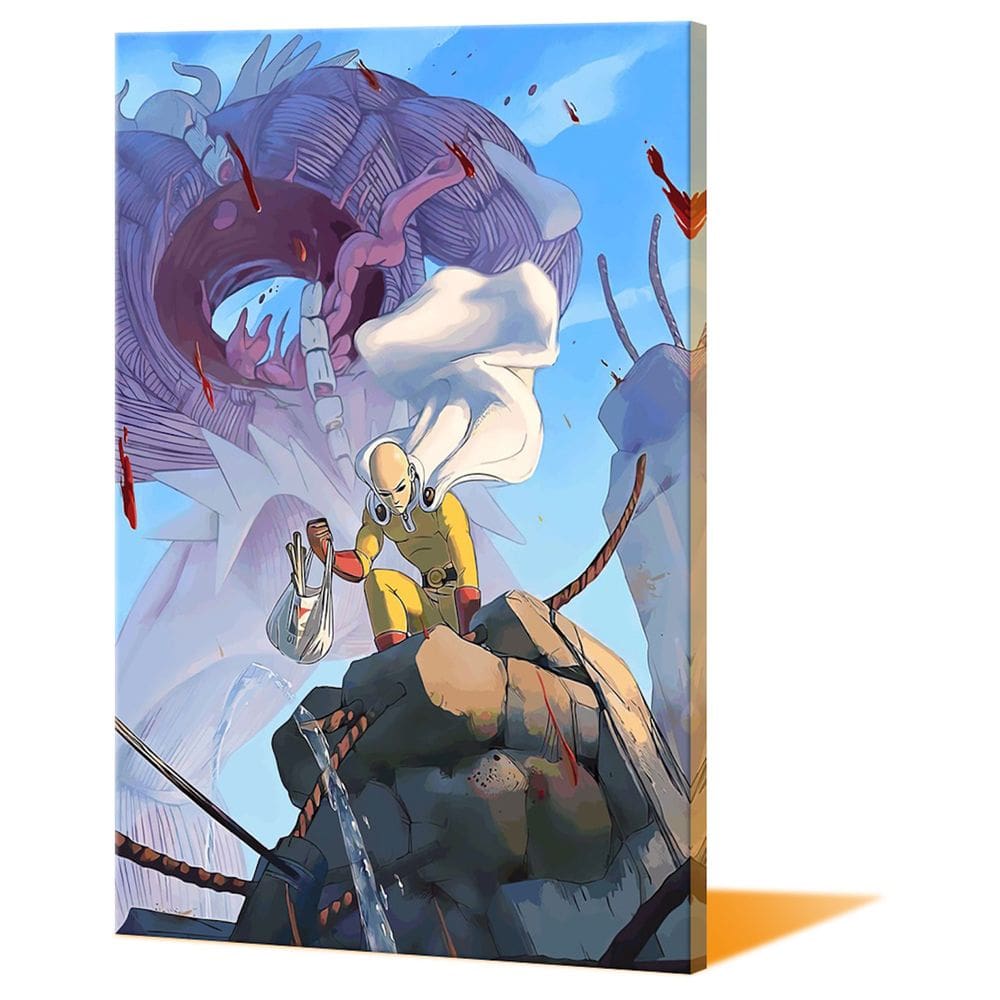 Pintura de parede em tela One Punch Man Saitama Anime 40x60cm