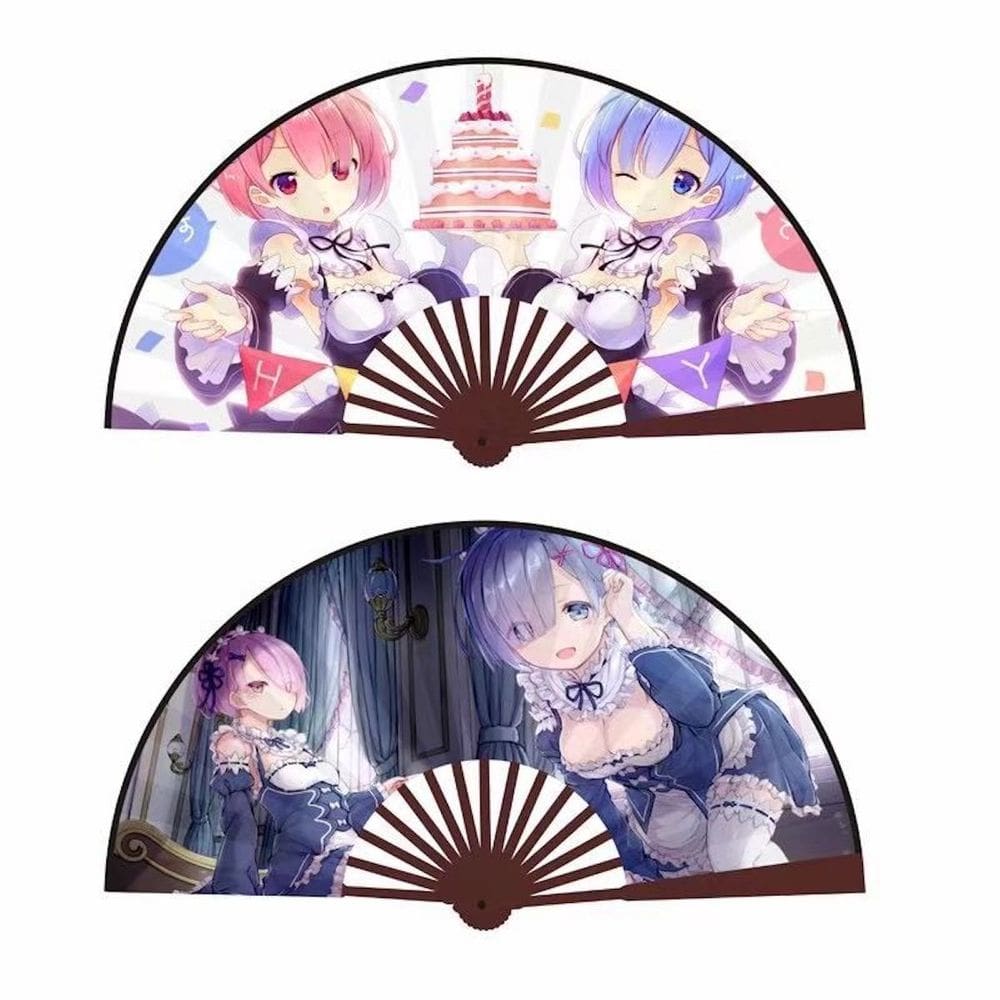Anime Folding Fan Starting Life in Another World Ram x2