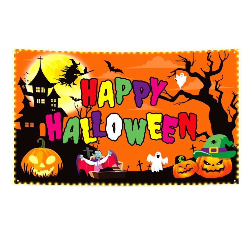 Tapeçaria Happy Halloween Wall 150x90cm de fibra de microtecido