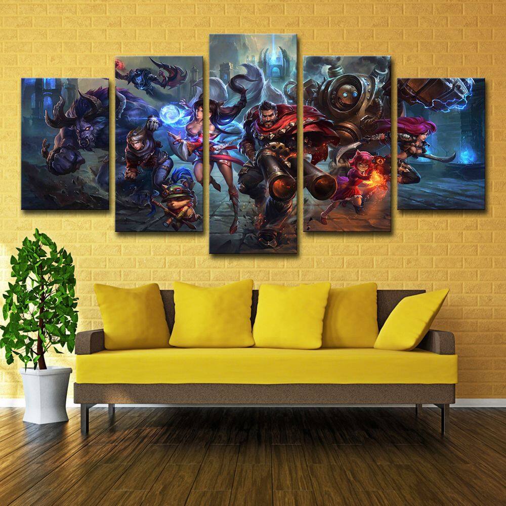 Pôsteres de pintura de parede em tela, impressão de legendas, anime, 5 unidades