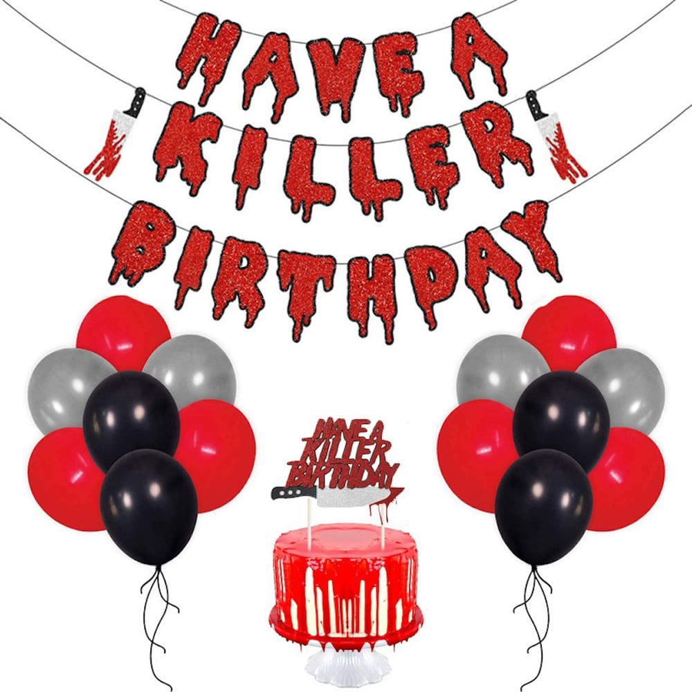 Kit de balões de látex vermelho, 27 unidades com cobertura de bolo para aniversário