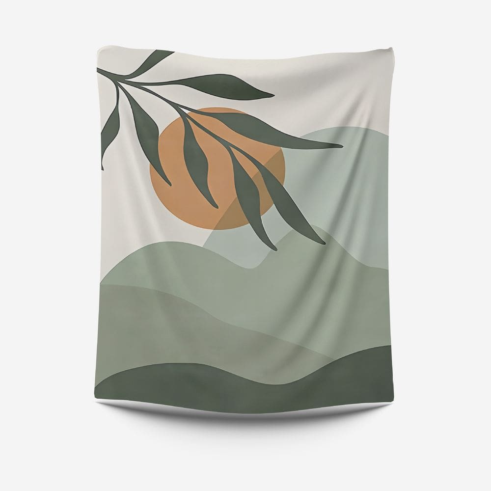 Tapeçaria, folhas geométricas abstratas, 150x100cm, fibra de poliéster