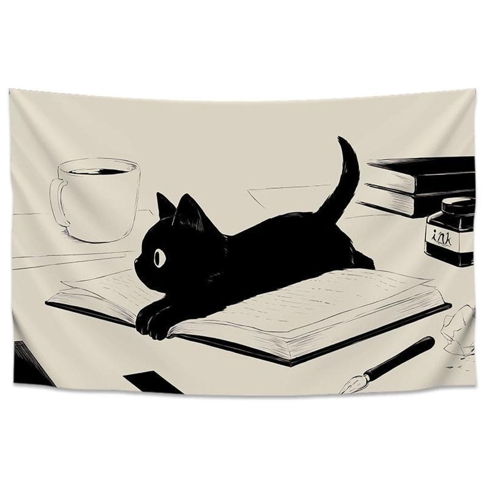 Tapeçaria Animal Cat Wall Microfabric Fiber 150x130cm