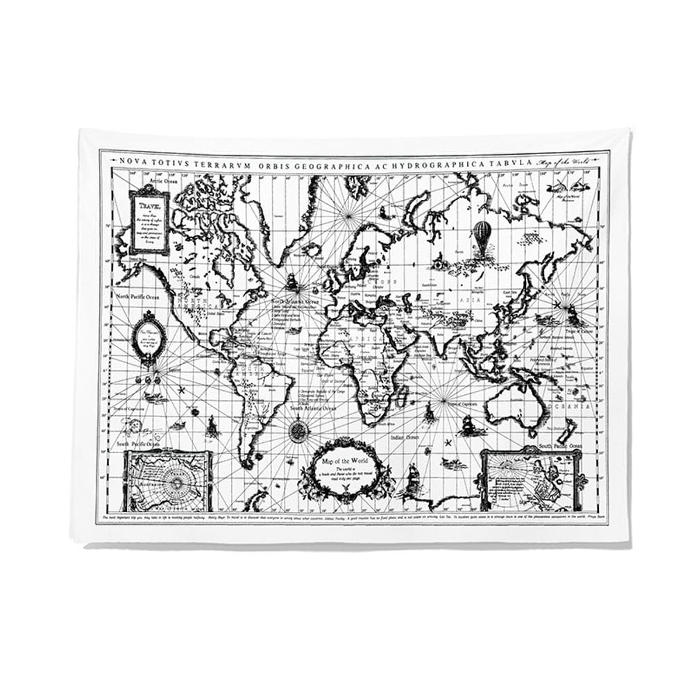 Microtecido de parede Tapeçaria World Map 150x130cm para quarto