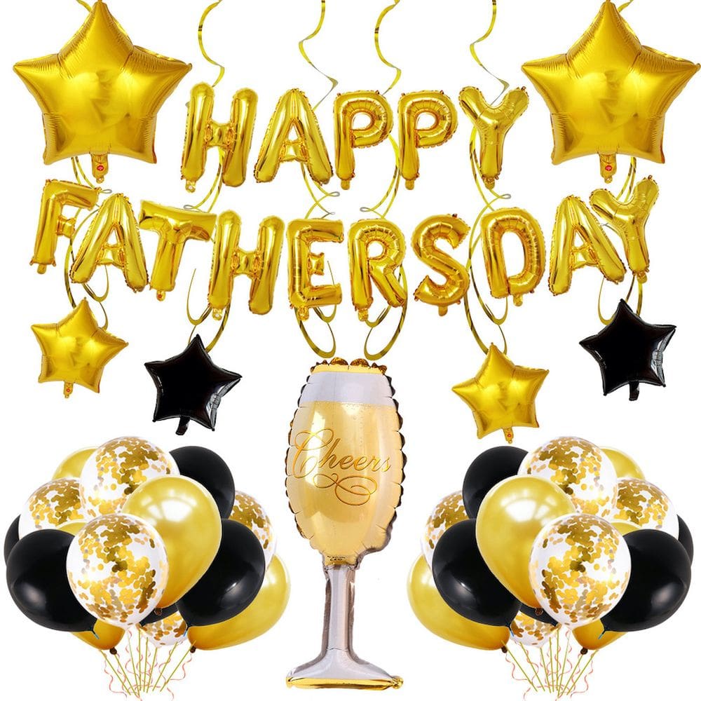 Kit de balões Gold Happy Fathers Day 16 polegadas 51 unidades