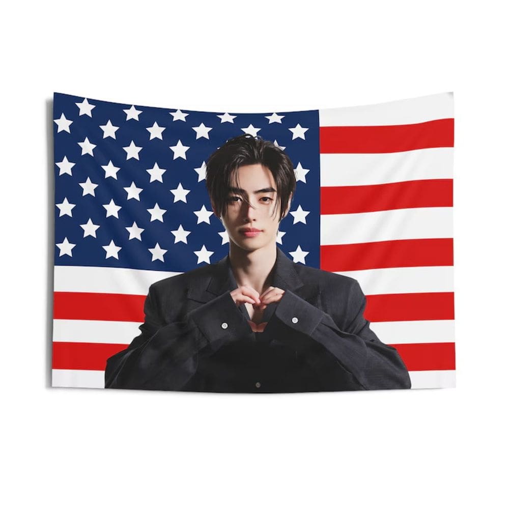 Tapeçaria de parede Bandeira americana Korean Star Enhypen 90x60cm