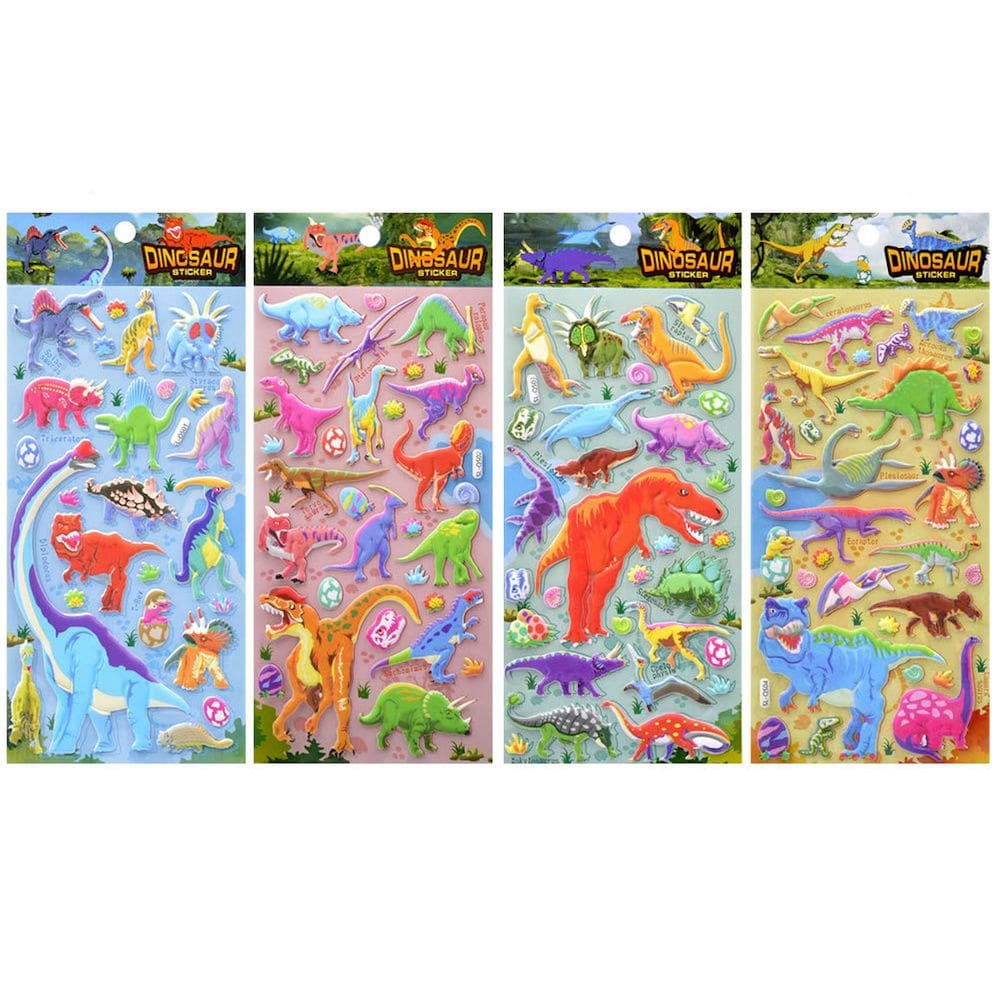 Adesivos 3D Puffy Dinosaurs de 4 folhas para bolsas de festa infantis