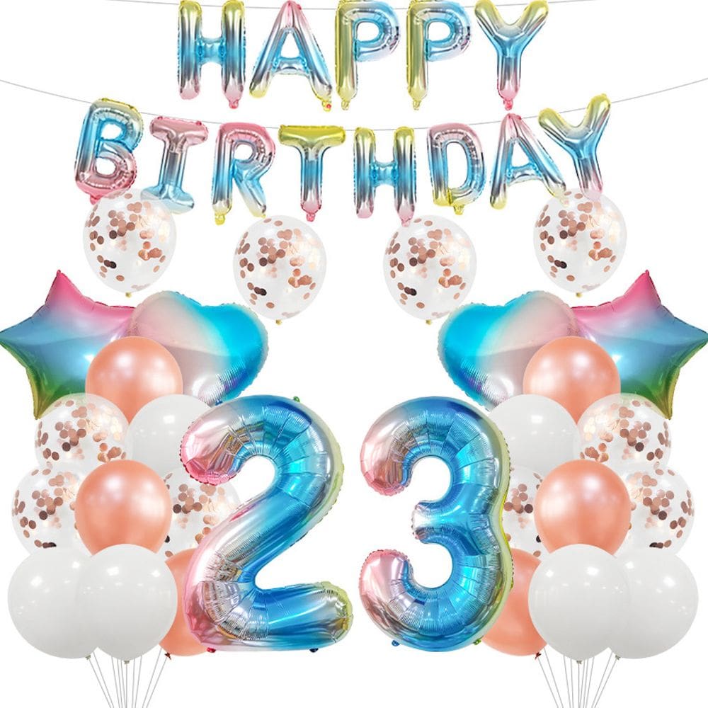 Kit de balões 44 unidades de balões de confete de folha de látex para 23º aniversário