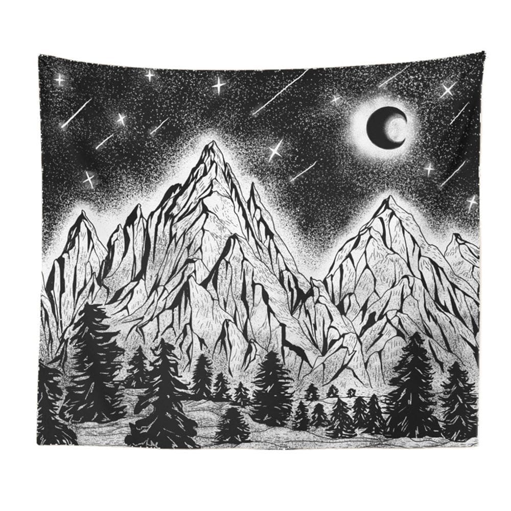 Tapeçaria de parede, cena noturna, floresta, montanha, céu estrelado, 150x100cm