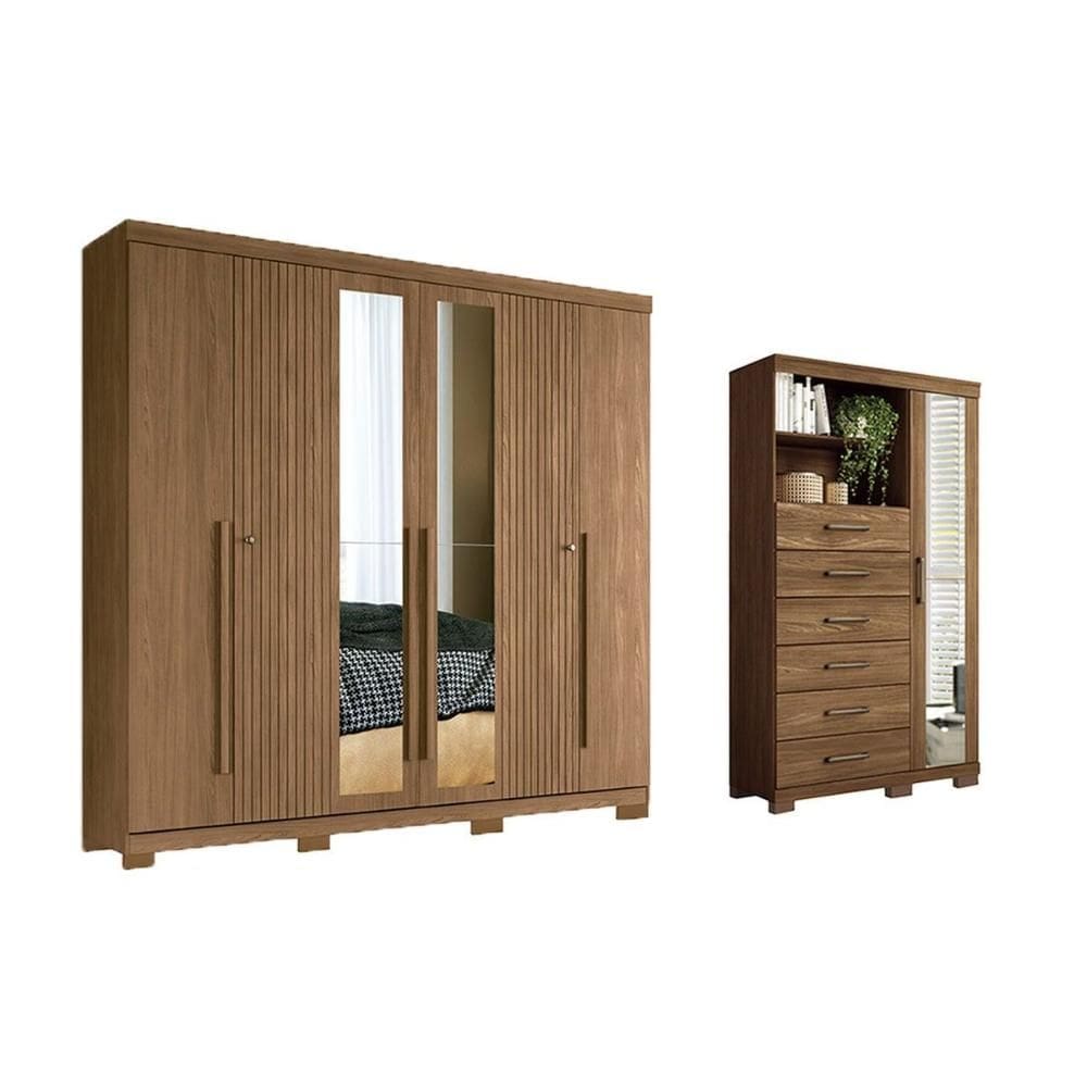 Guarda Roupa +Cômoda 2 Peças QC354 Jatobá - Santos Andirá