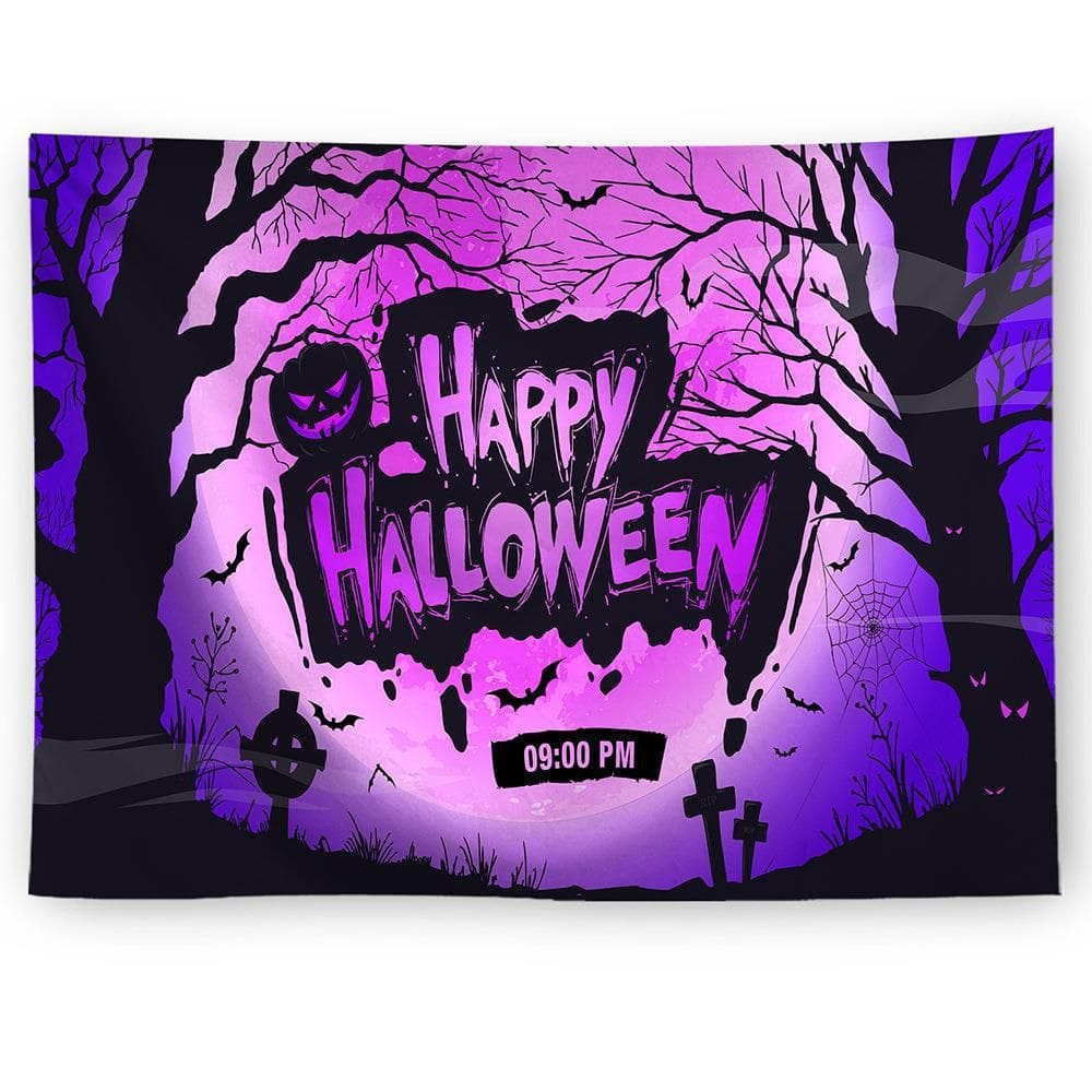 Tapeçaria Happy Halloween Wall 150x150cm de fibra de microtecido