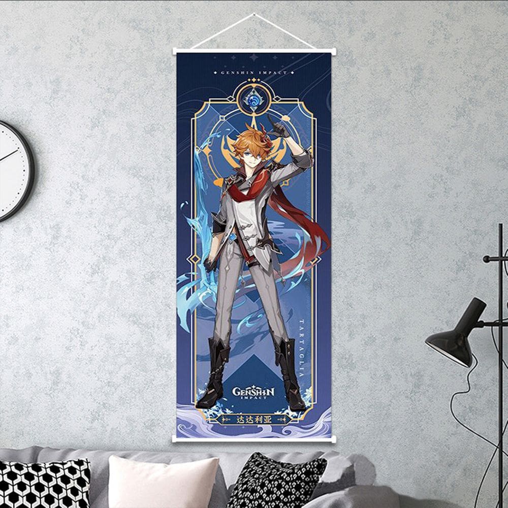 Pintura de parede em tela Genshin Impact Tartaglia Anime