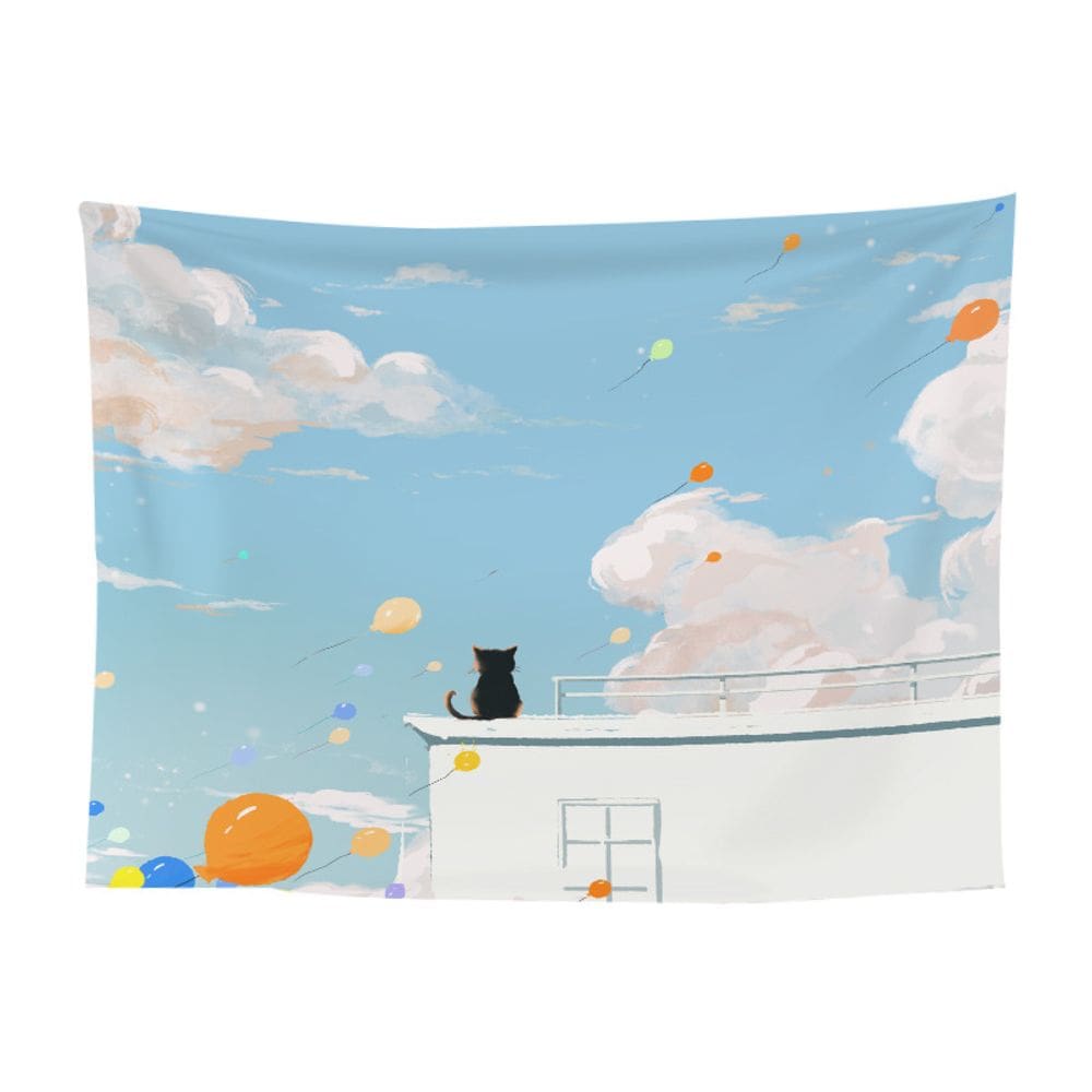 Tapeçaria Cat Wall Room, pintura estética, 150x130cm, microtecido