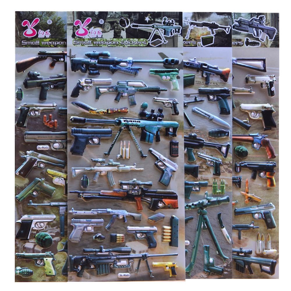 Adesivos Boys Prefer Pistols 3D Puffy Stickers 4 folhas