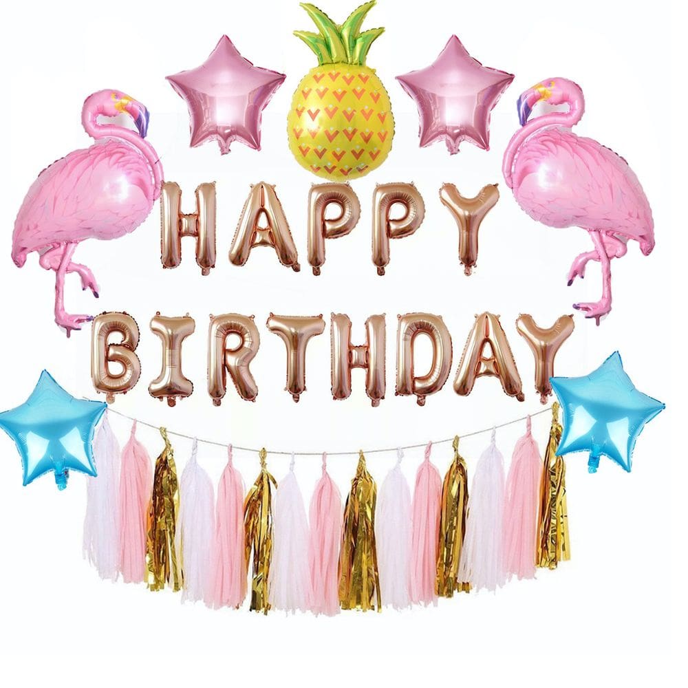 Kit de balões Rose Gold Flamingo Latex Foil 23 unidades