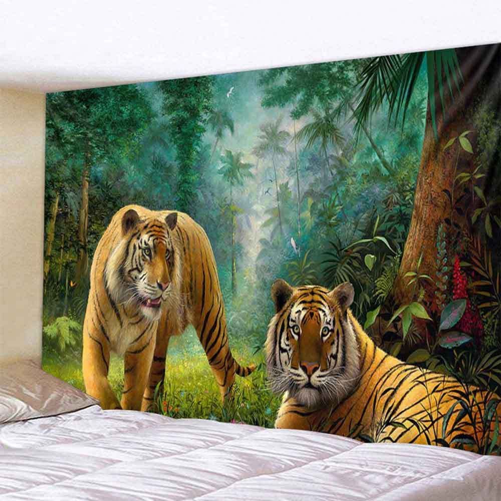 Tapeçaria Animal Tiger Microfabric Fiber 150x100cm para quarto