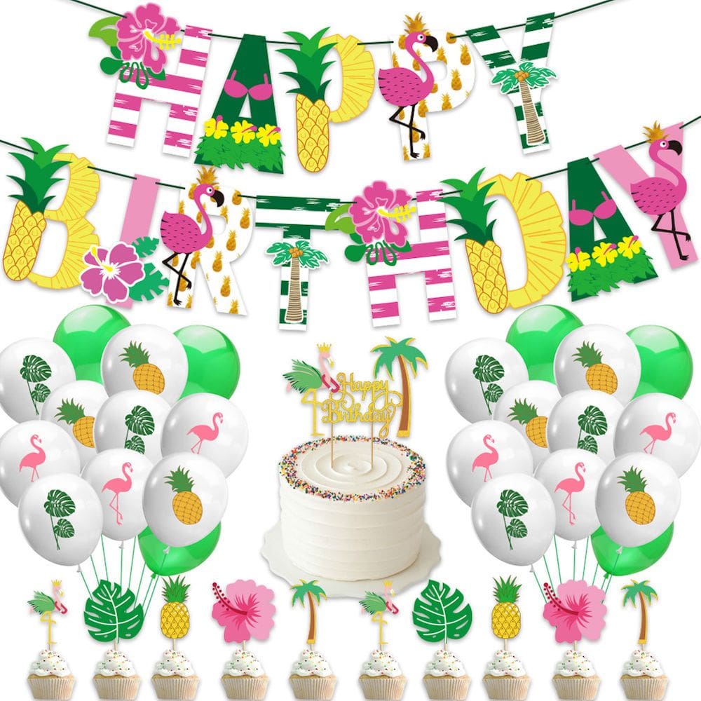 Kit de balões Hawaii Birthday 24 balões de látex com banner