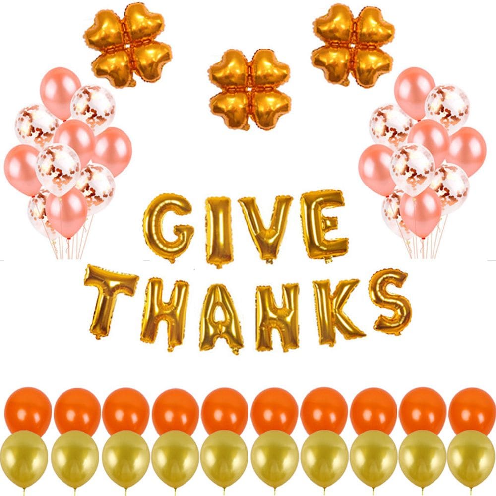 Kit de balões Gold Thanks Giving, 47 peças de confete em folha de látex