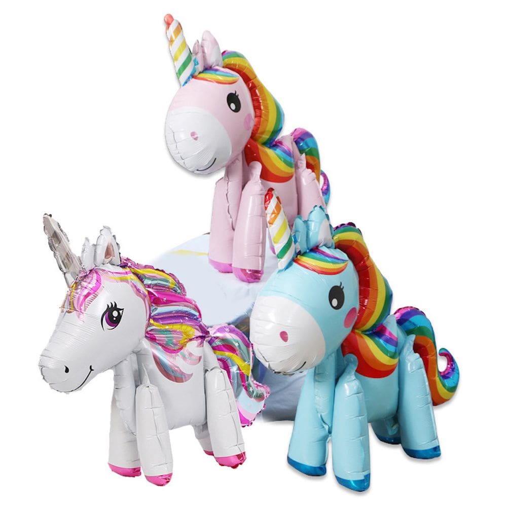 Kit de balões Mylar Unicorn para festa de bebê de 1º aniversário x3