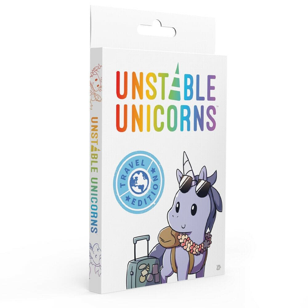 Jogo de cartas Unstable Unicorns para viagens em família com baralho de tarô