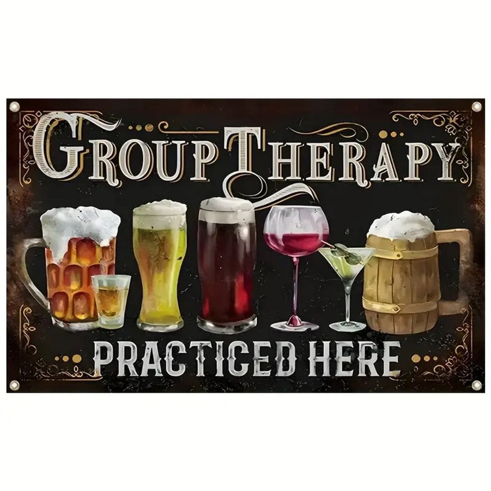 Tapeçaria de parede: terapia de grupo praticada aqui 150x90cm