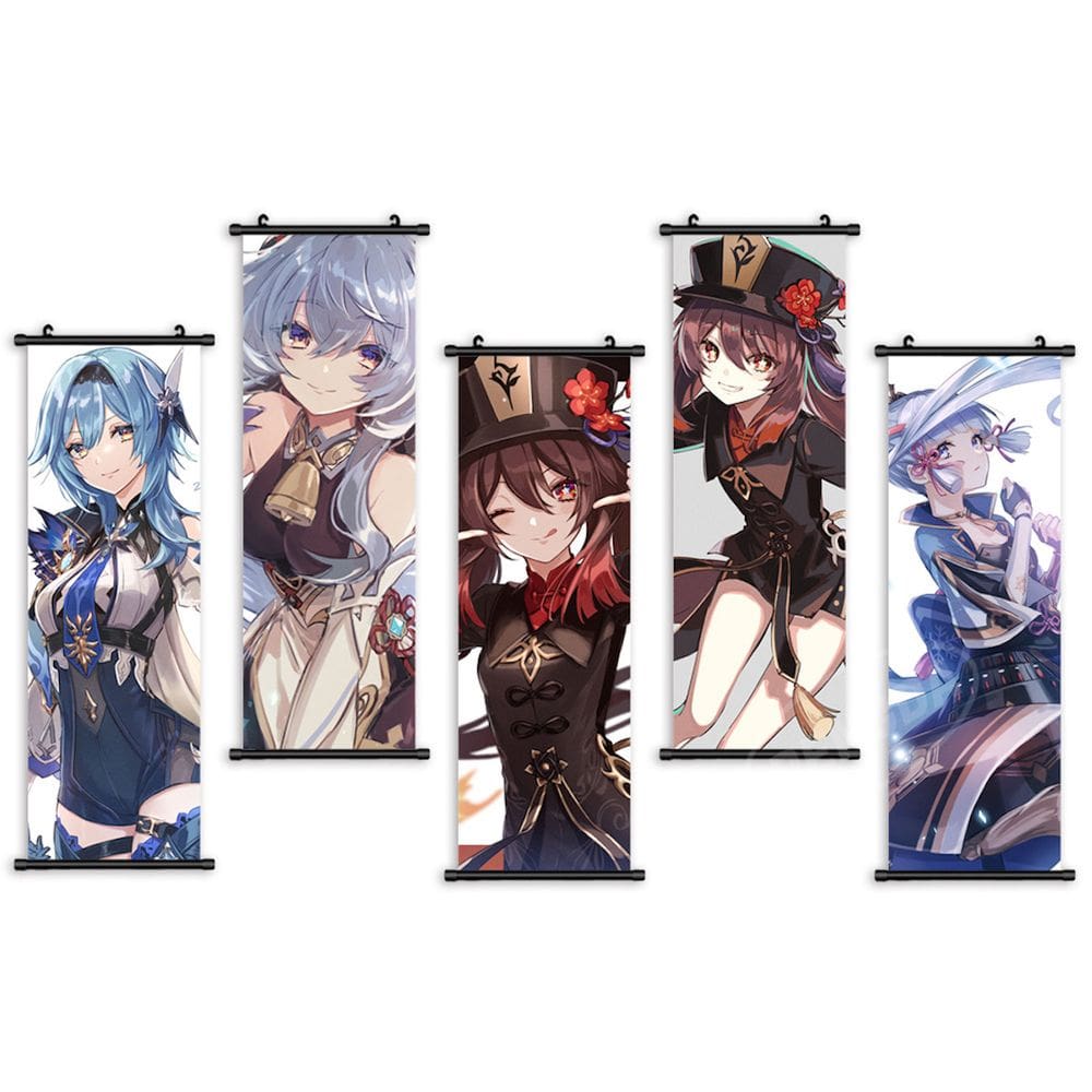 Arte de parede em tela Genshins Impacts Eulass Ganyus 25x75cm