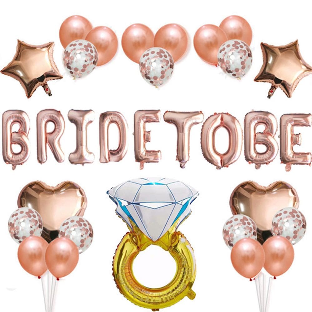 Kit de balões Rose Gold Bride To Be 23 unidades com balões de alumínio