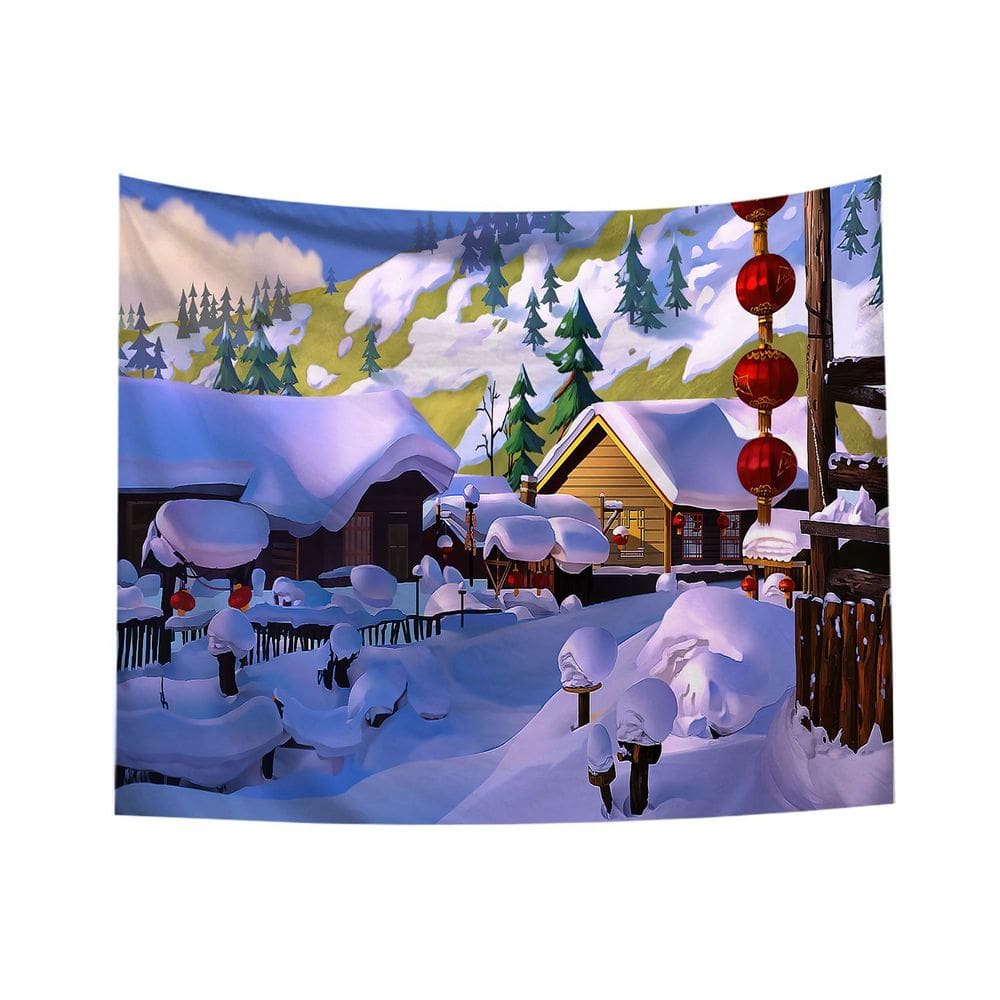 Tapeçaria de parede Happy Christmas Snowscape 150x130cm Microfabric
