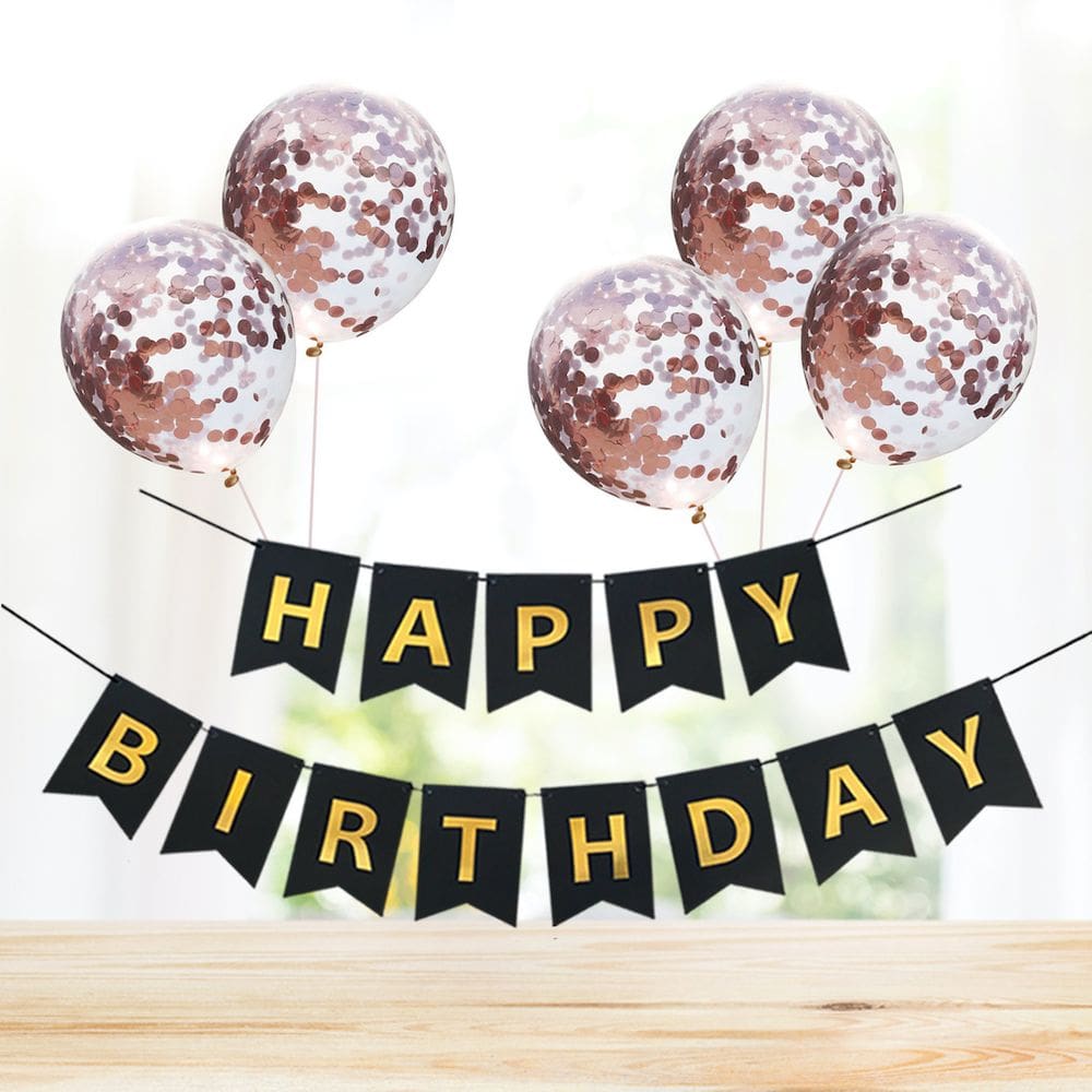 Conjunto de balões de feliz aniversário, balões de confete de látex x5