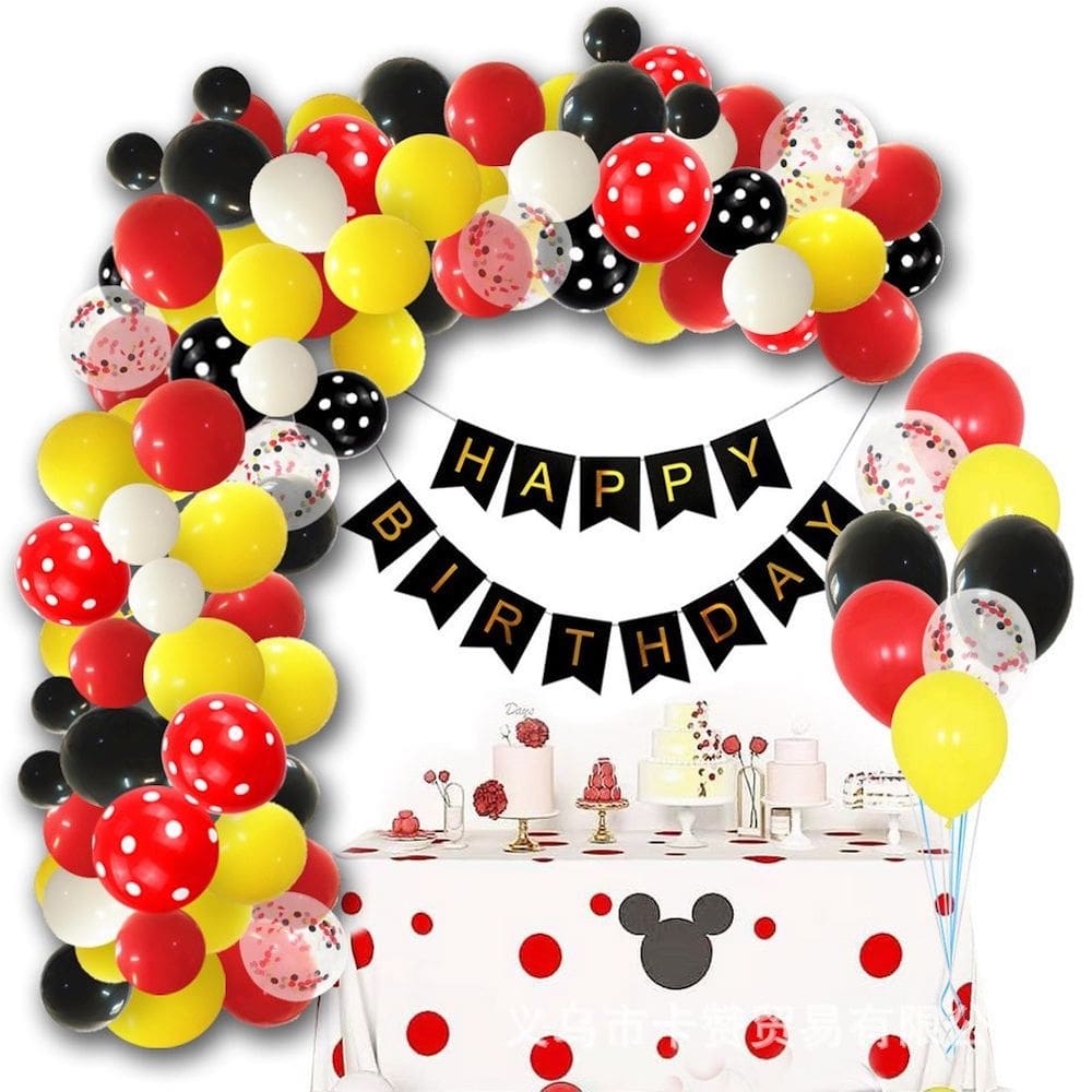 Kit Balloon Arch, 79 unidades de confete de látex de festa, vermelho, amarelo, preto