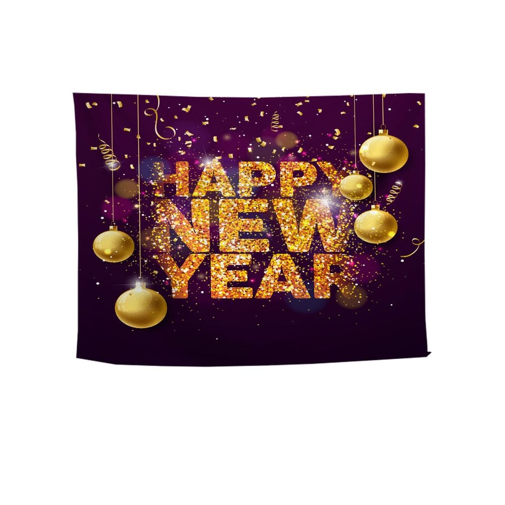 Tapeçaria de parede de feliz ano novo 150x130cm em fibra de poliéster