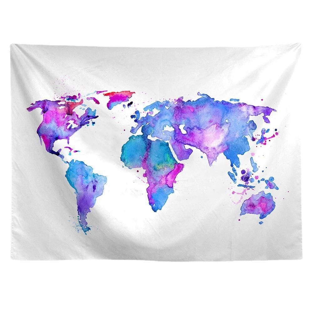 Microtecido de parede Tapeçaria World Map 150x150cm para quarto