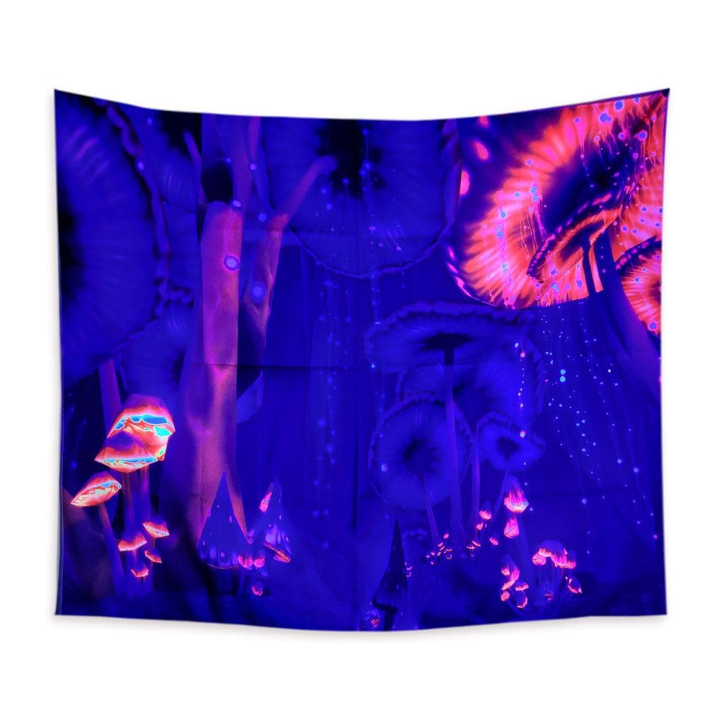 Tapeçaria, planta fluorescente, parede florestal, 150x150cm, microtecido