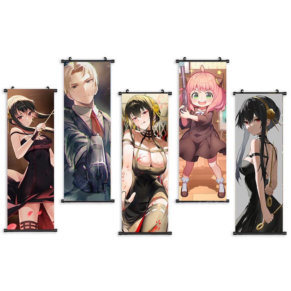 Pôster de decoração de parede, 5 painéis, tela de anime, 25x75cm